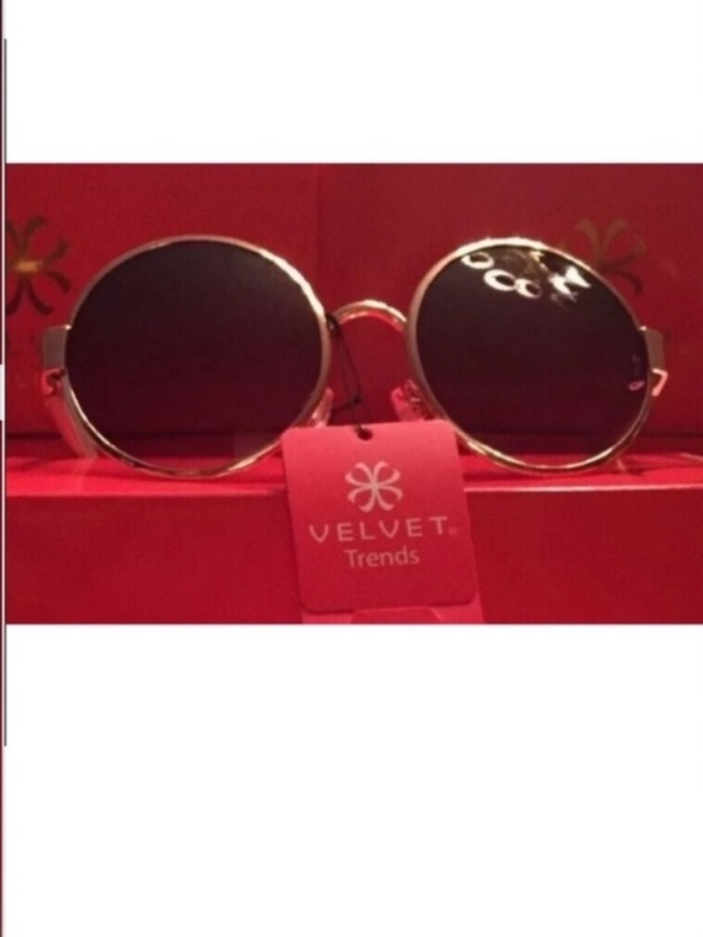 Velvet Eyewear Phoebe Round Sunglasses Polycarbonate / Metal Frame 55mm 100% UV